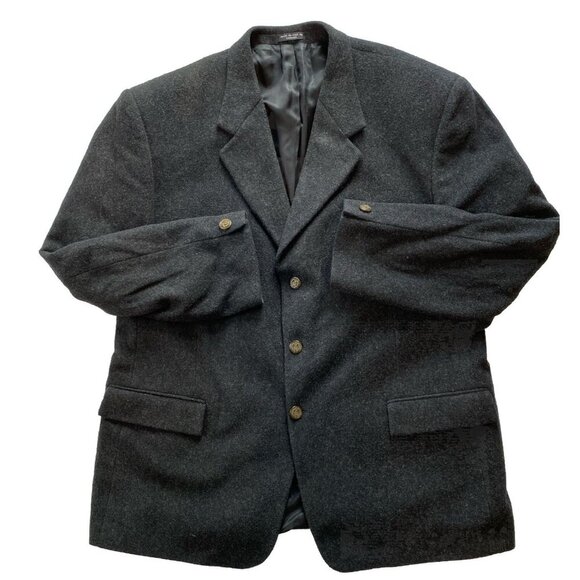 Como Milano Men Wool Cashmere Blazer 46R Italian Fabric Luxury 3 Button Charcoal - Picture 1 of 16
